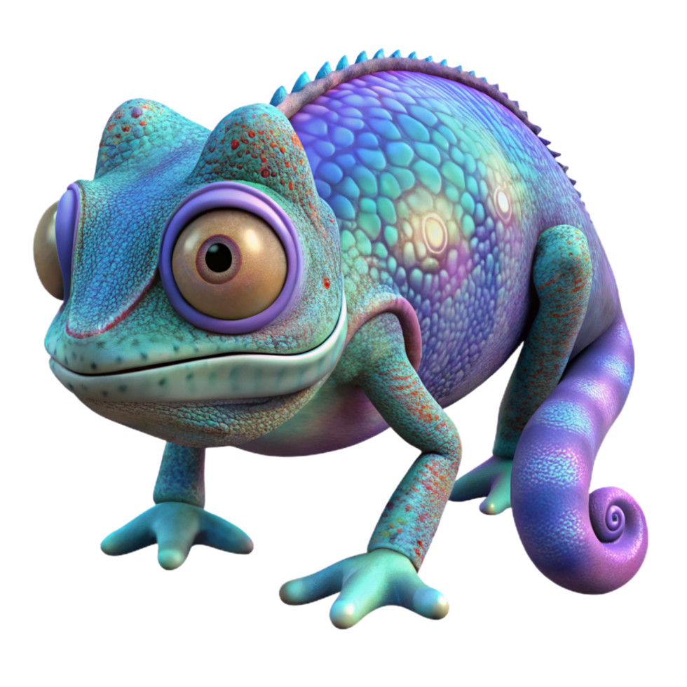 vibrant artistic Vibrant 3D Chameleon Illustration authentic png