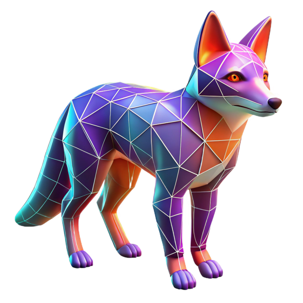 impressive artistic Low Poly Fox 3D Render high quality png