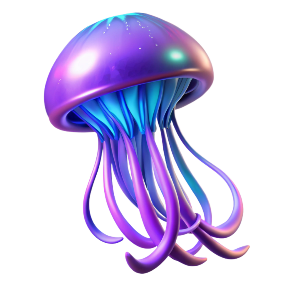 stunning artistic Neon Jellyfish 3D Render of a Bioluminescent Aquatic Creature high resolution png
