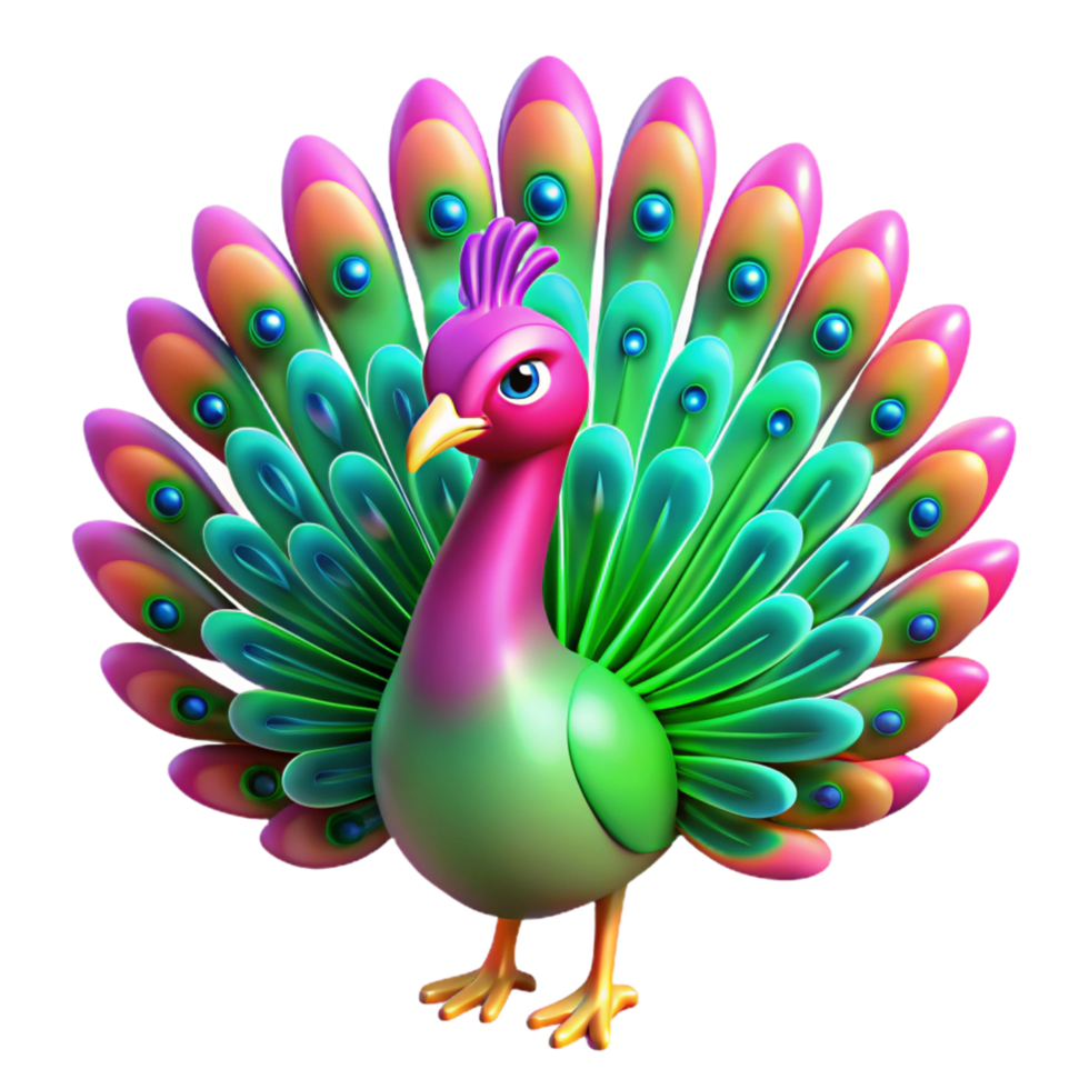 magnificent artistic Vibrant 3D Peacock Illustration exclusive png