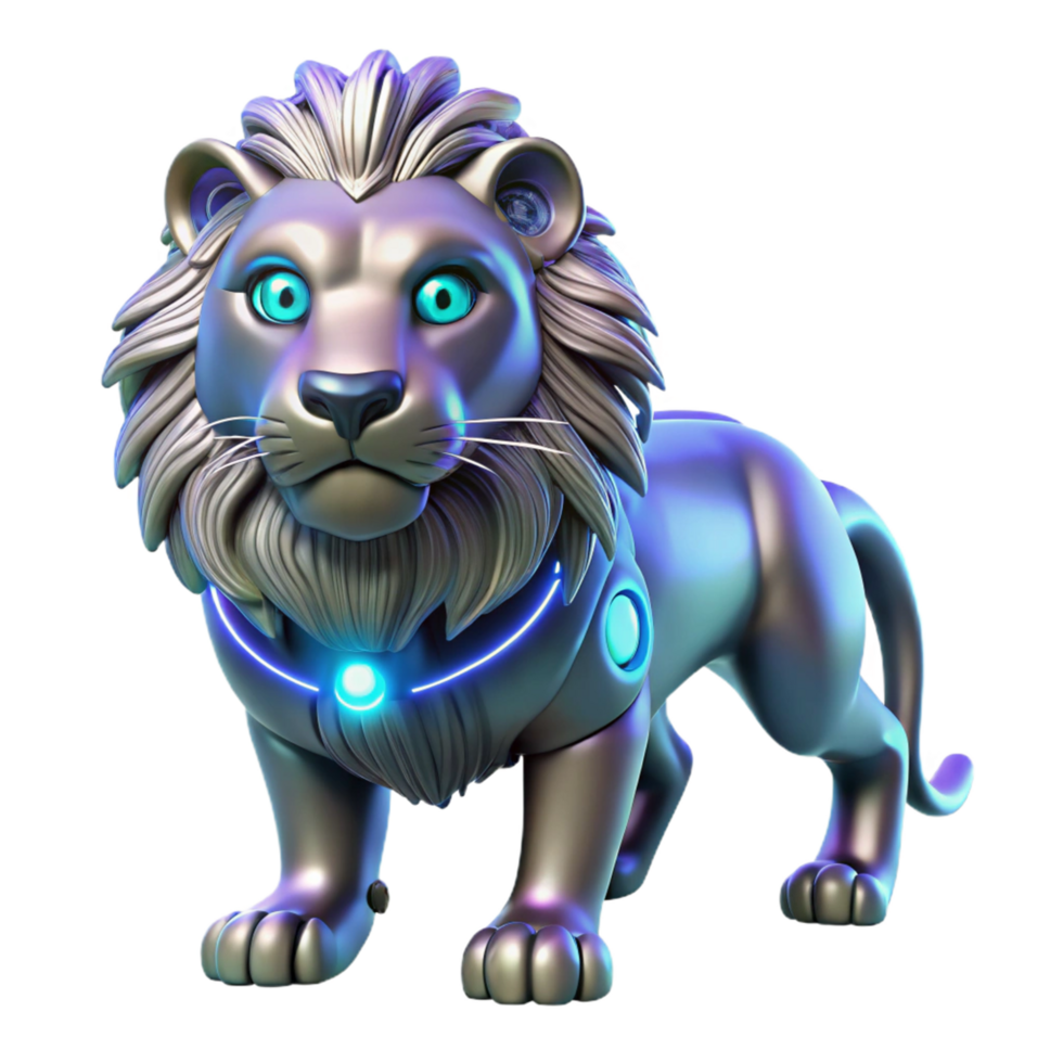 extraordinary traditional Cybernetic Lion 3D Render high resolution png