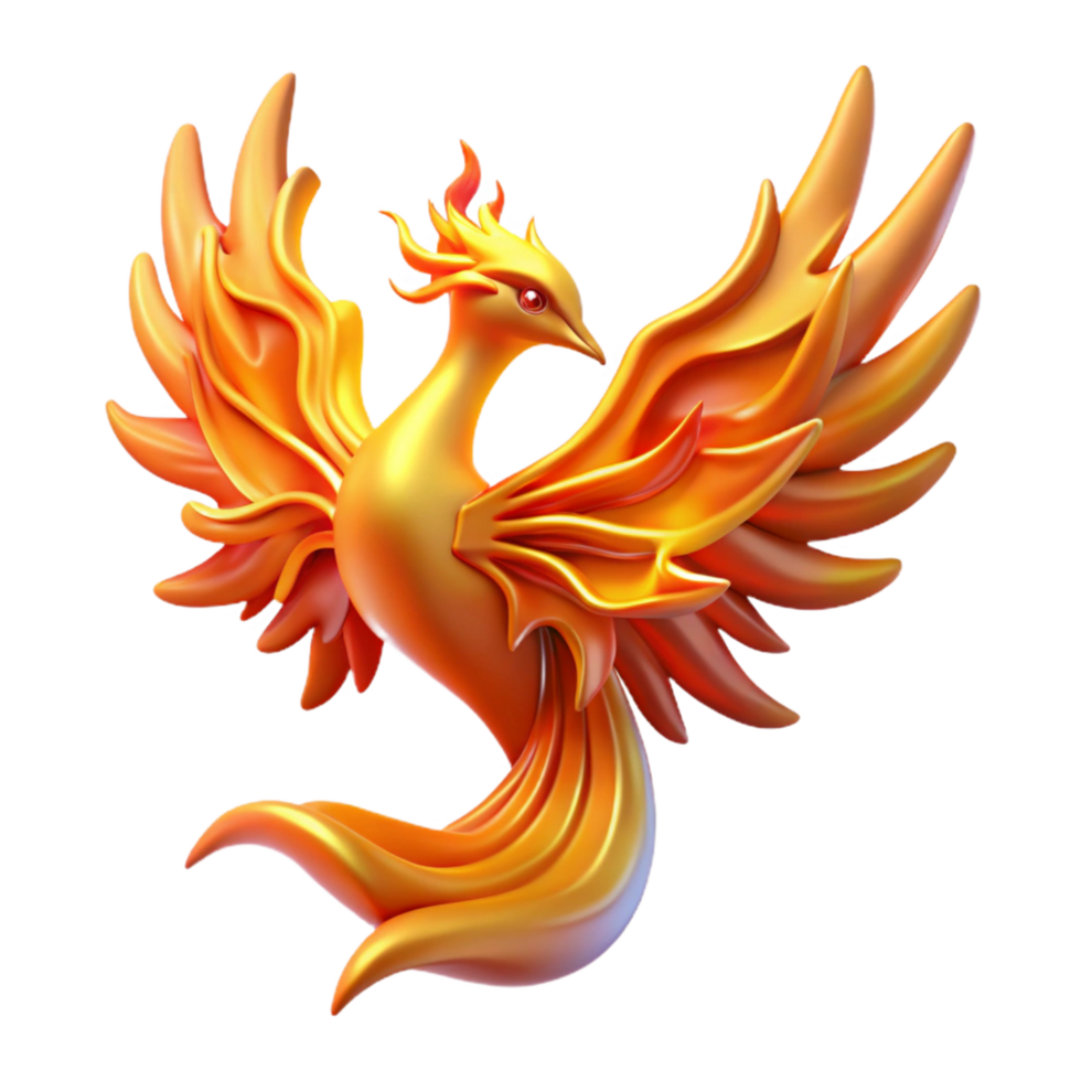 magnificent minimalist Fiery Phoenix 3D Render authentic png