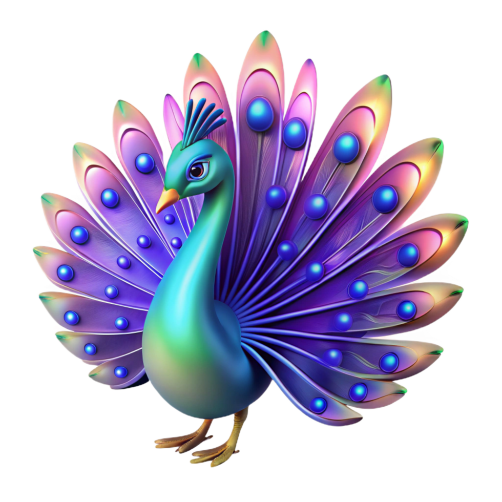 impressive abstract Vibrant 3D Peacock Illustration original png