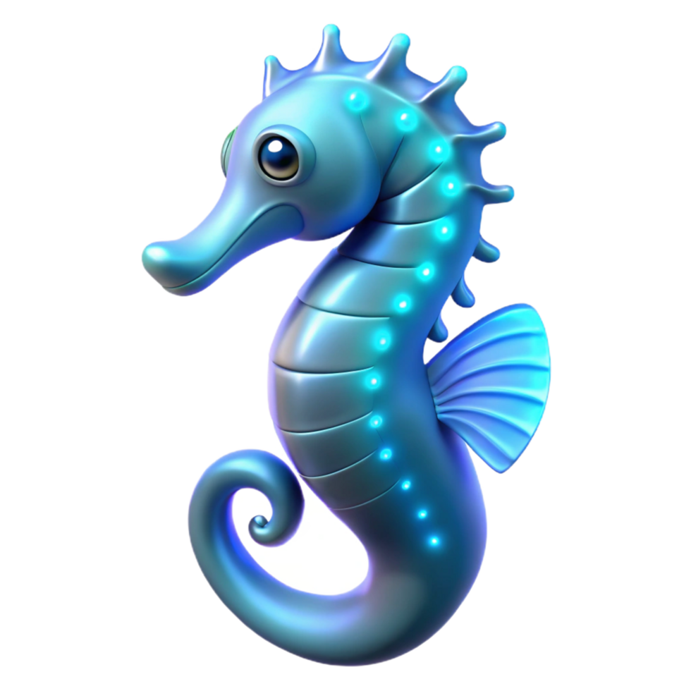 impressive creative Cute Blue Seahorse 3D Render genuine png