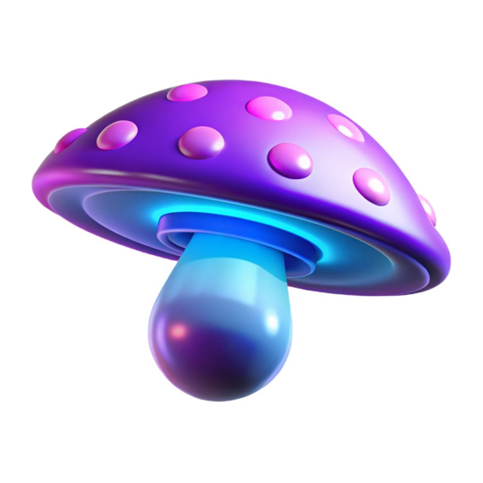 serene creative Glowing Purple Mushroom 3D Render authentic png