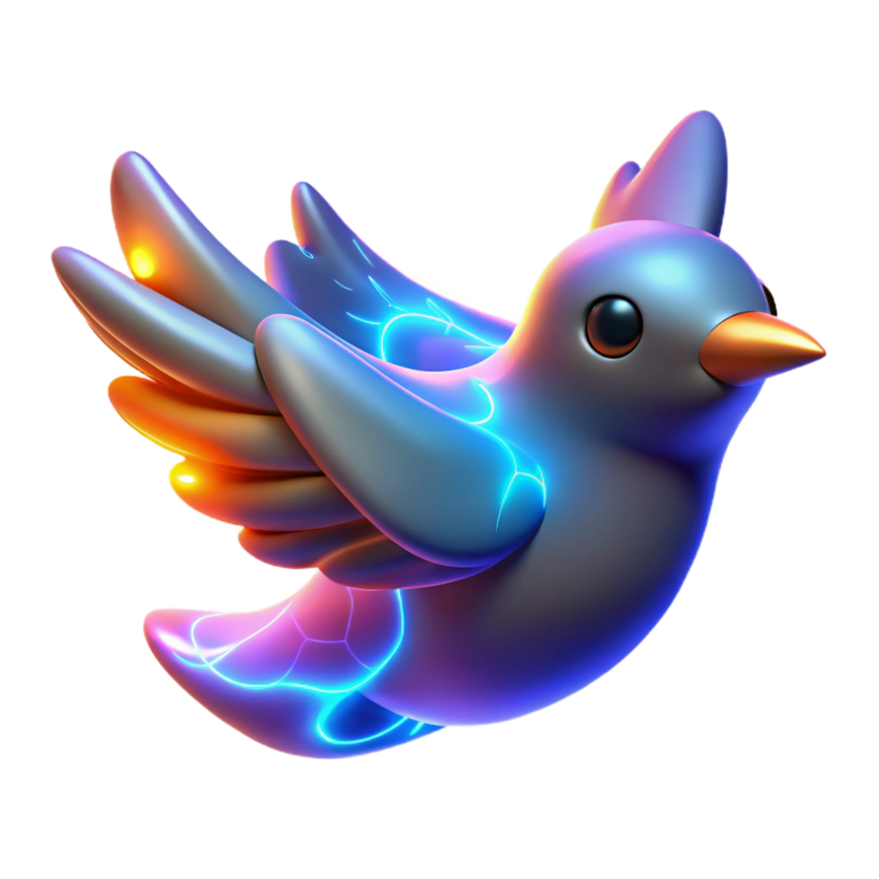 impressive abstract Neon Bird 3D Render 4K png
