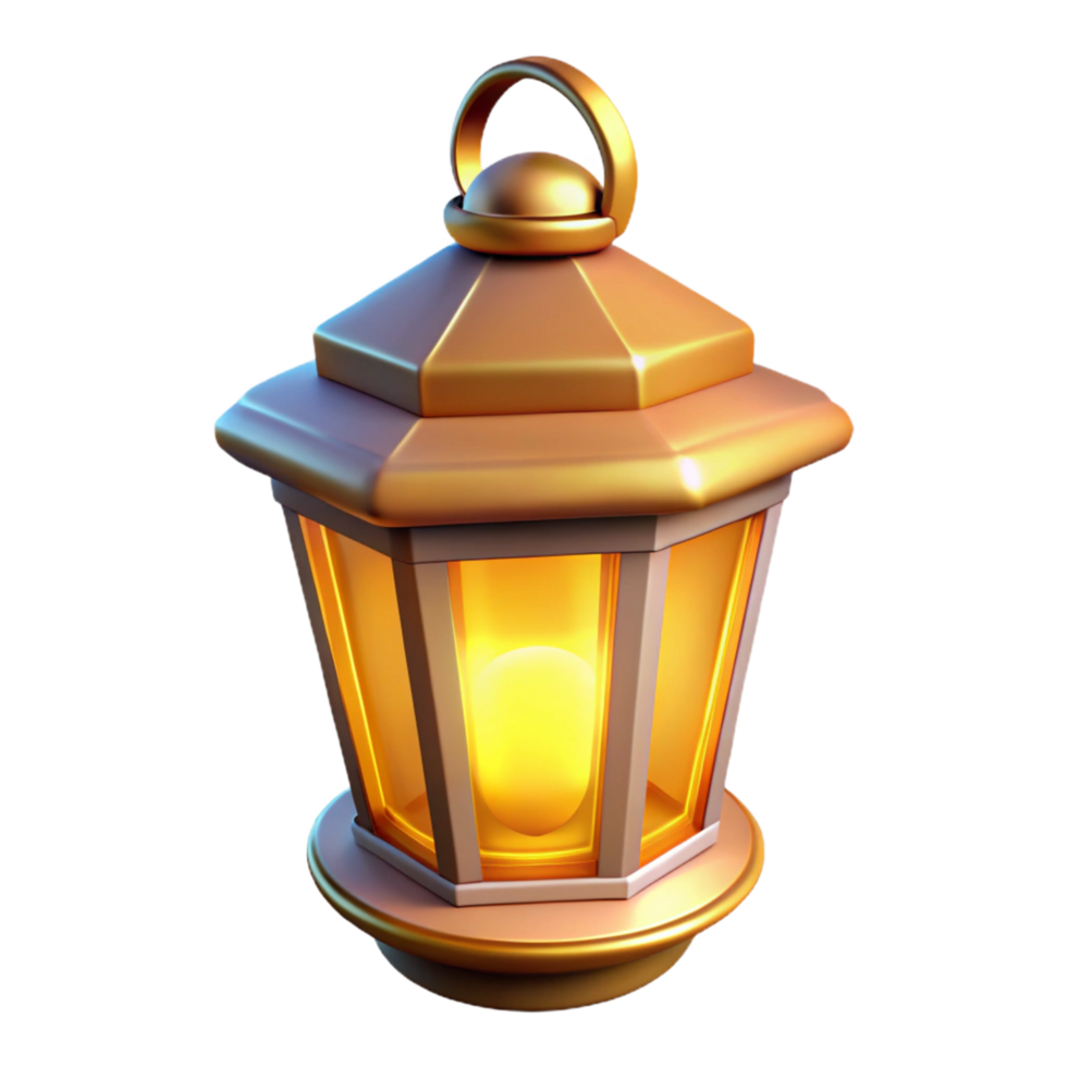 elegant minimalist Golden Lantern 3D Render original png