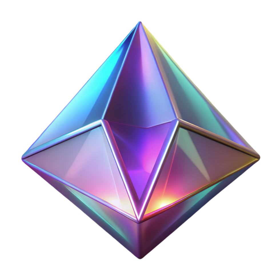 vibrant minimalist Iridescent 3D Gem Abstract Background high resolution png