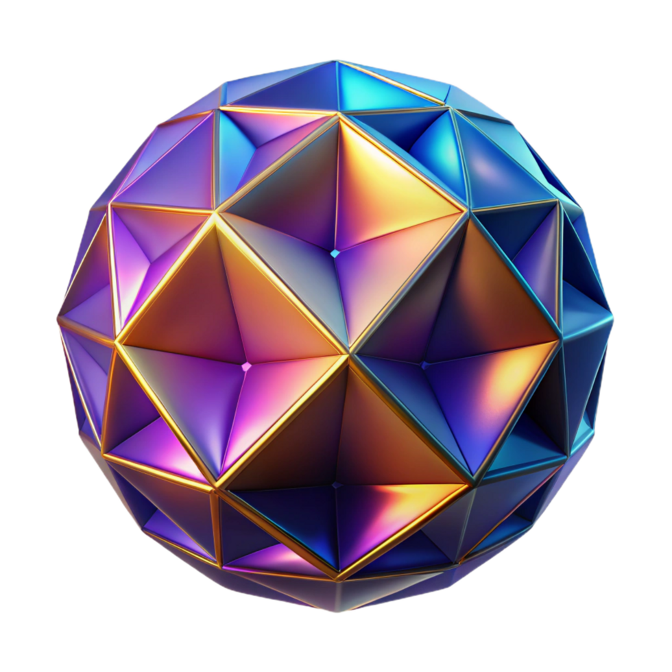 vibrant contemporary Iridescent 3D Geometric Sphere high quality png