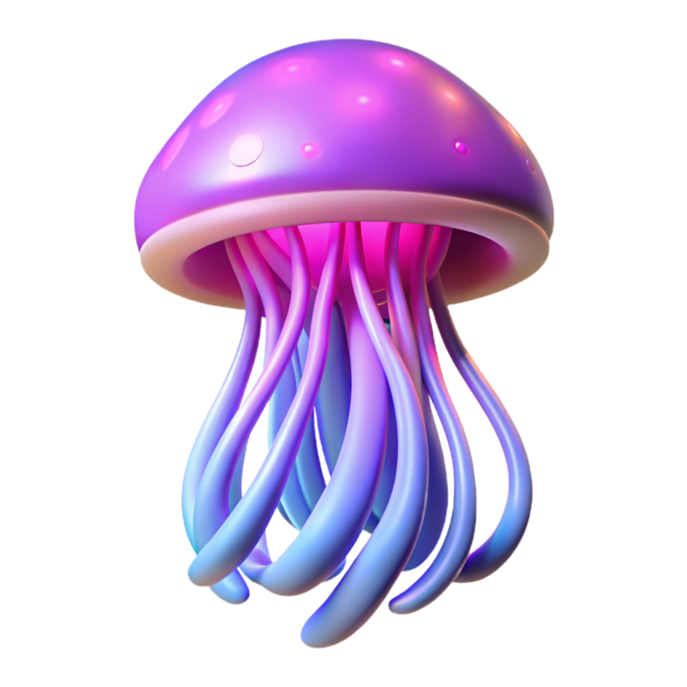 serene modern Neon Jellyfish 3D Render of a Bio Luminescent Aquatic Creature original png