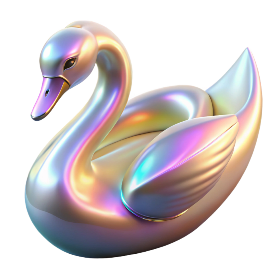magnificent minimalist Iridescent Swan 3D Render original png