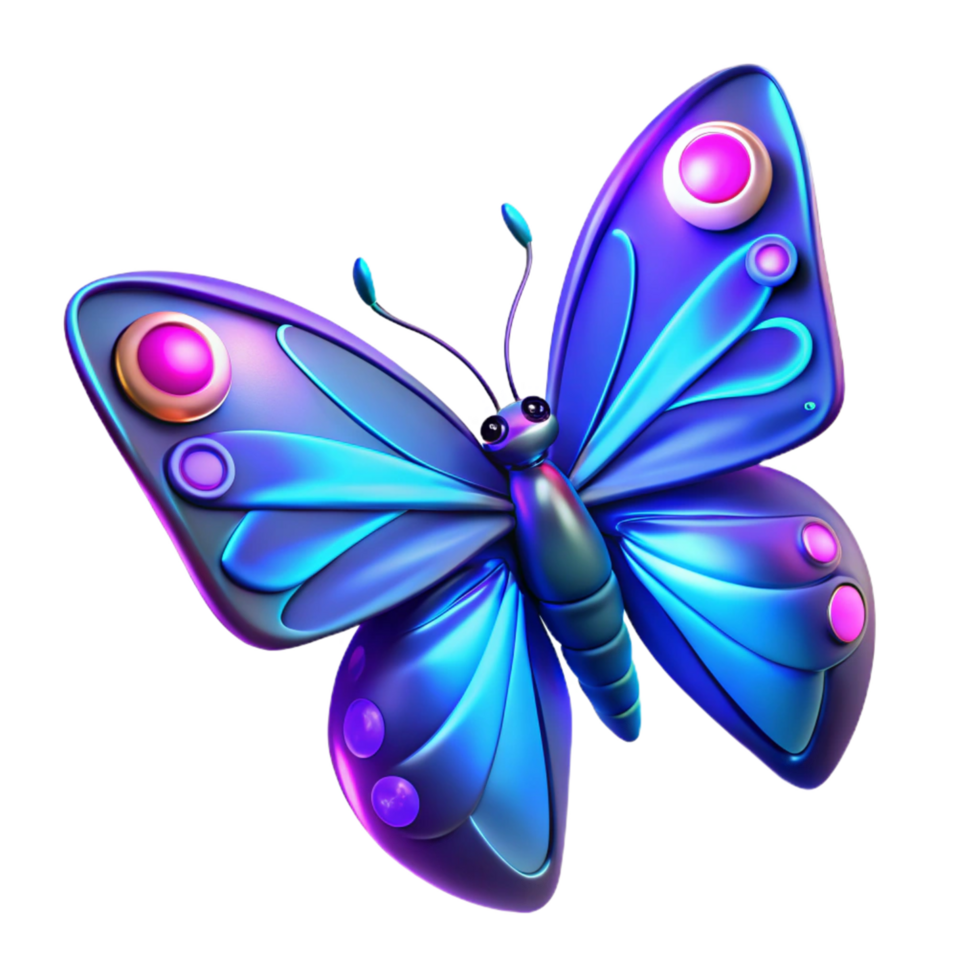 serene modern Neon Butterfly A 3D Render of a Futuristic Insect exclusive png
