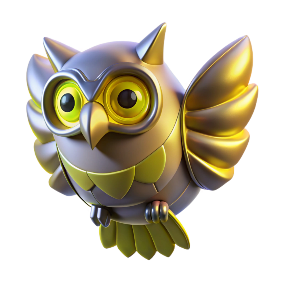 impressive classic Golden Owl 3D Render authentic png