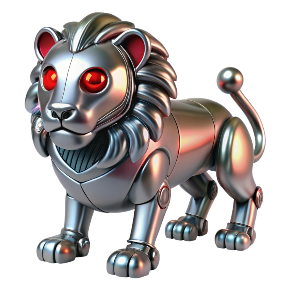 magnificent artistic Robotic Lion 3D Render original png