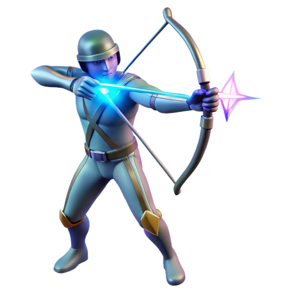 stunning traditional Futuristic Archer 3D Render high quality png