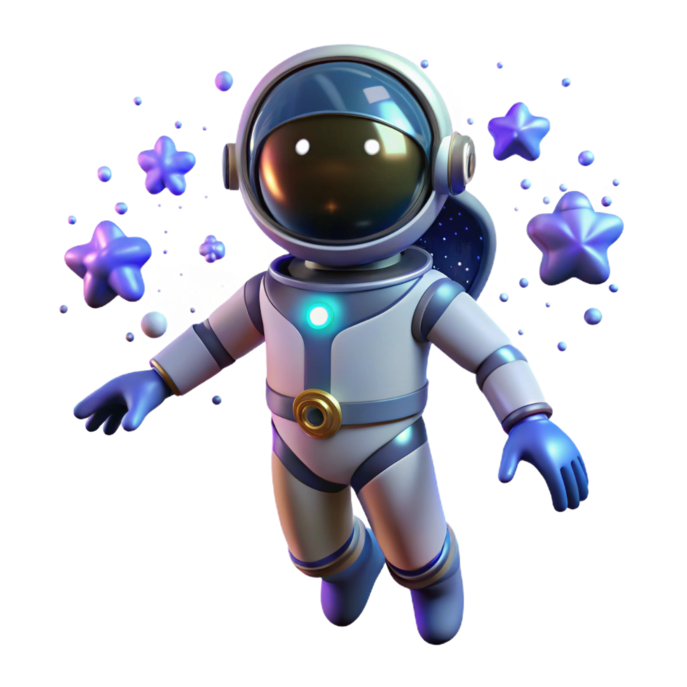 elegant minimalist Cute Astronaut 3D Render authentic png
