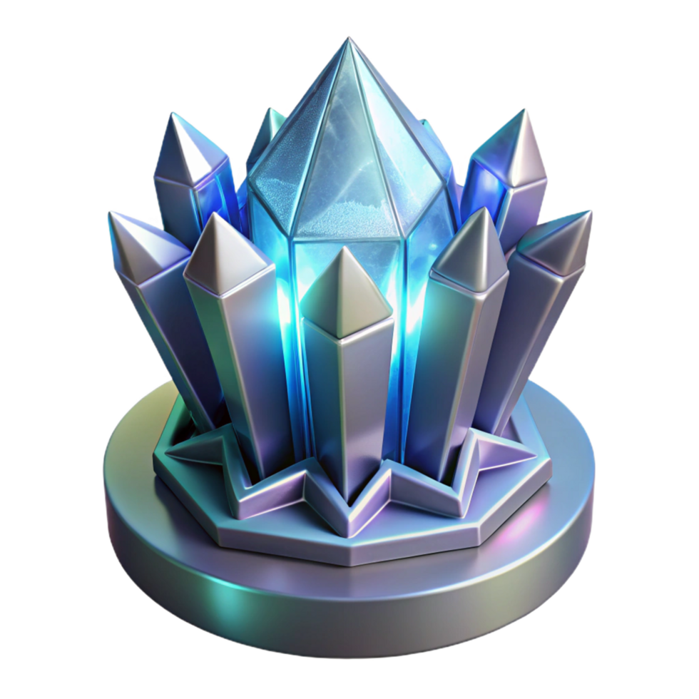 impressive classic Luminous Crystal Cluster 3D Render A Glowing Jewel like Structure of Crystals and Prisms, Elegant and Mystical premium png