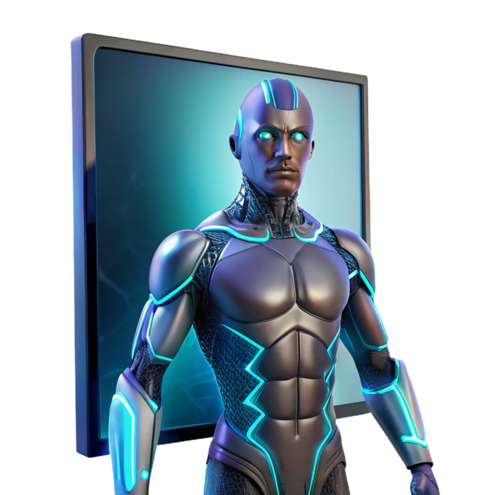 beautiful minimalist Futuristic Robot 3D Render exclusive png