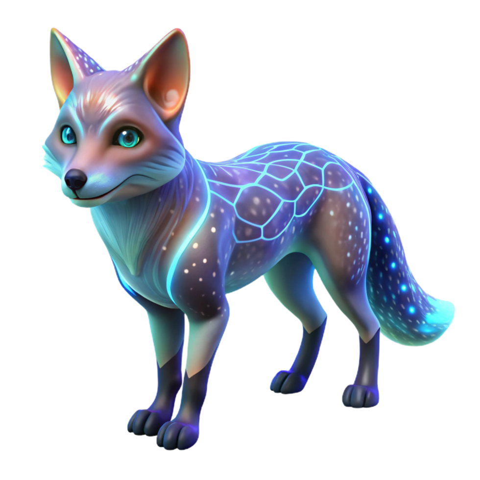 vibrant artistic Glowing Fox 3D Render detailed png