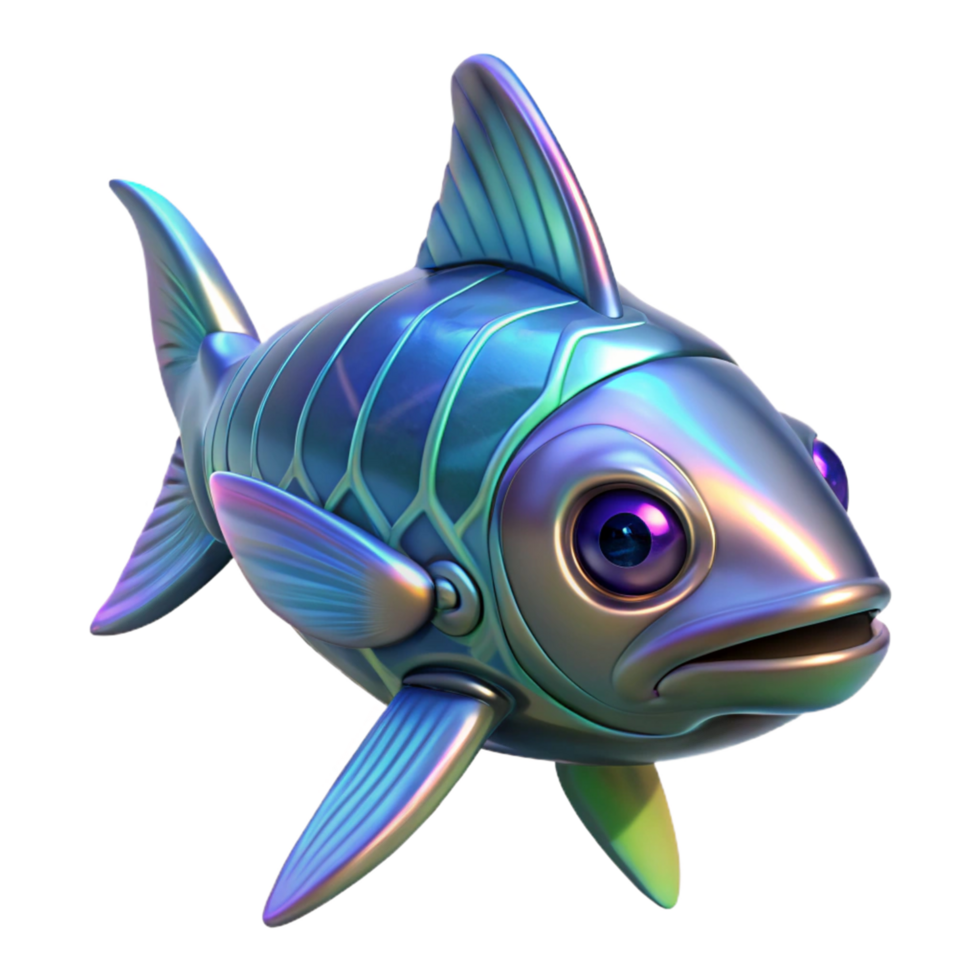 wonderful modern Iridescent 3D Fish Illustration authentic png