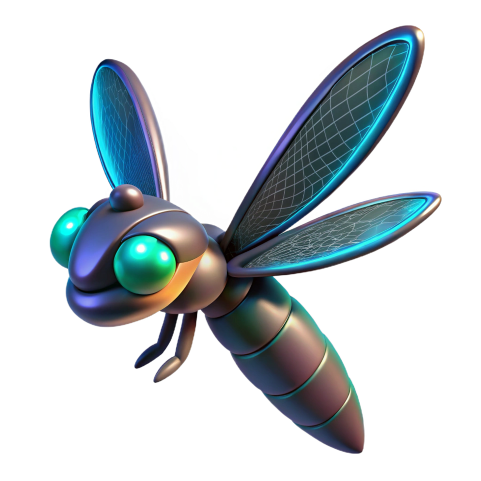 serene rustic Cyber Dragonfly 3D Render authentic png