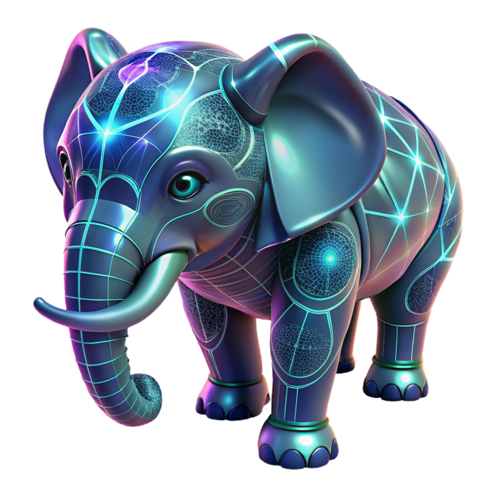 extraordinary abstract Cybernetic Elephant 3D Render original png