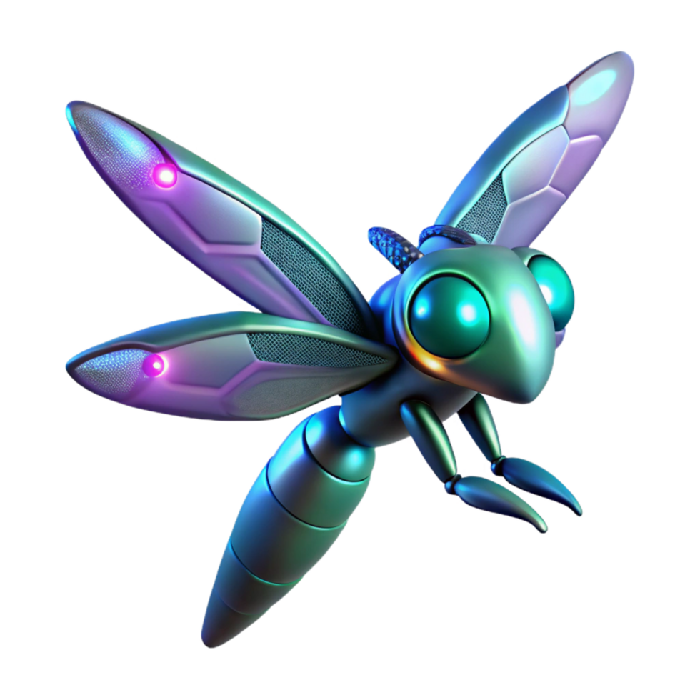 elegant rustic Cyber Dragonfly 3D Render exclusive png
