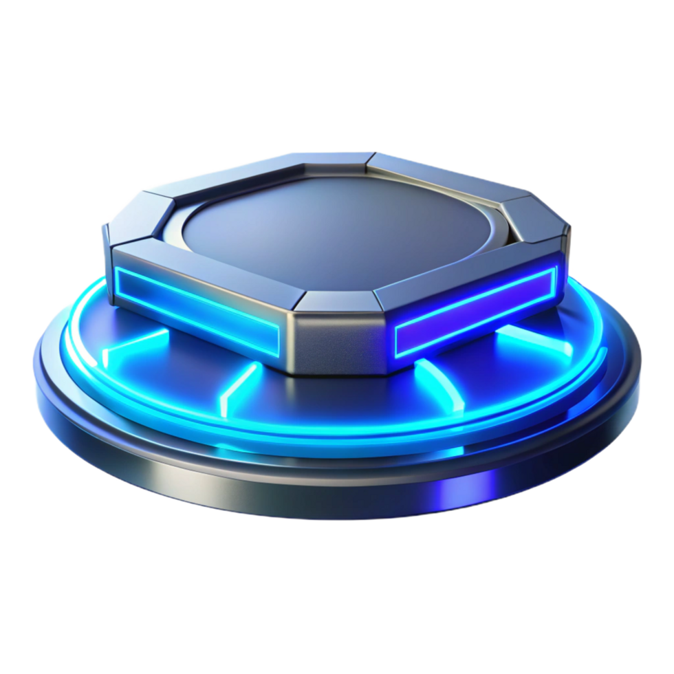 vibrant minimalist Futuristic 3D Platform with Neon Lights detailed png