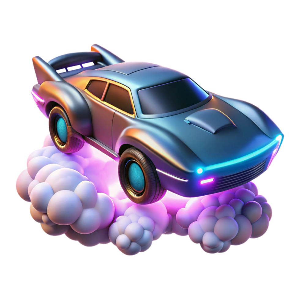 magnificent rustic Futuristic Car 3D Render on Clouds premium png