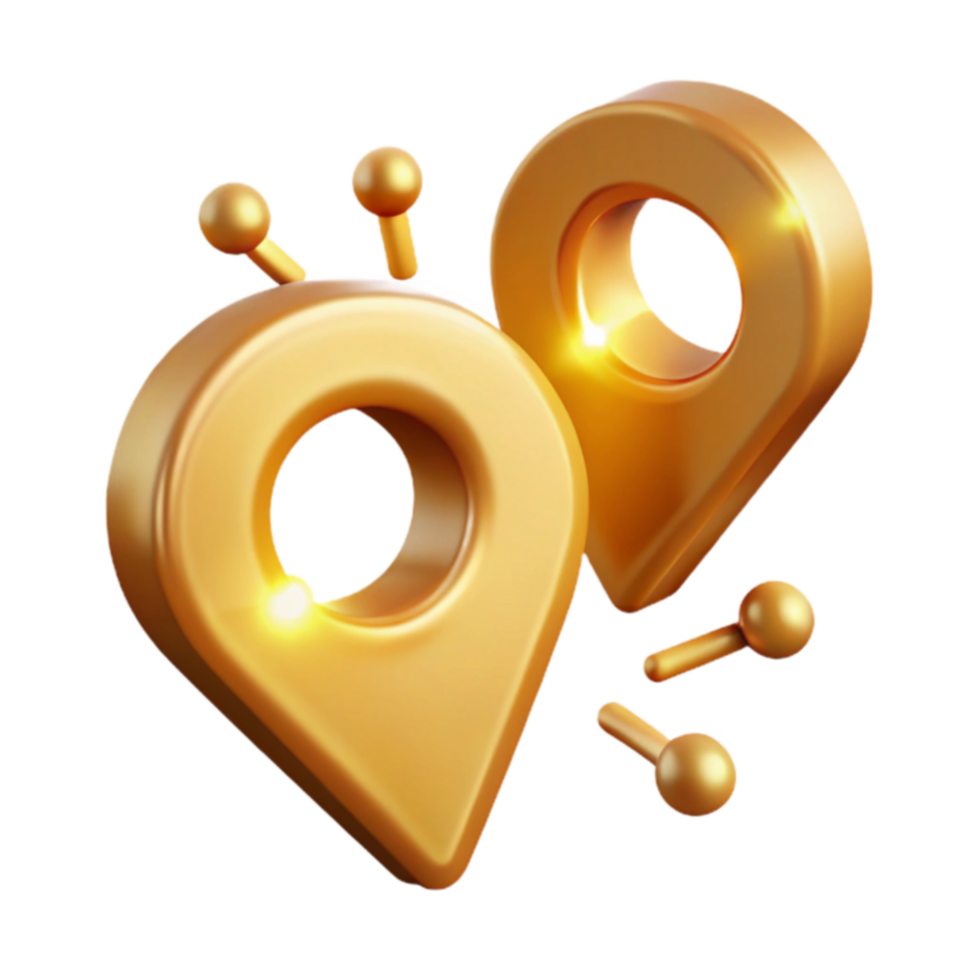 Golden Location Pins 3D Map Markers png