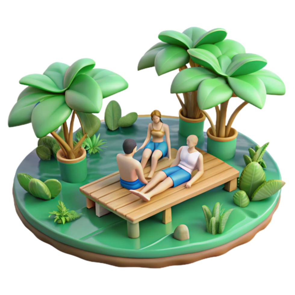 Tropical Getaway Relaxing on a Wooden Deck png