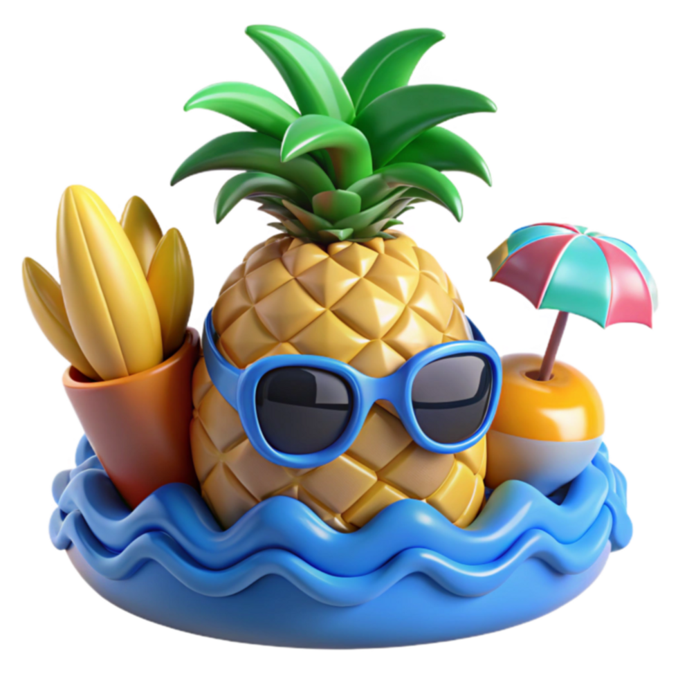 Pineapple Summer Fun Tropical Fruit, Sunglasses, Beach Vibes png