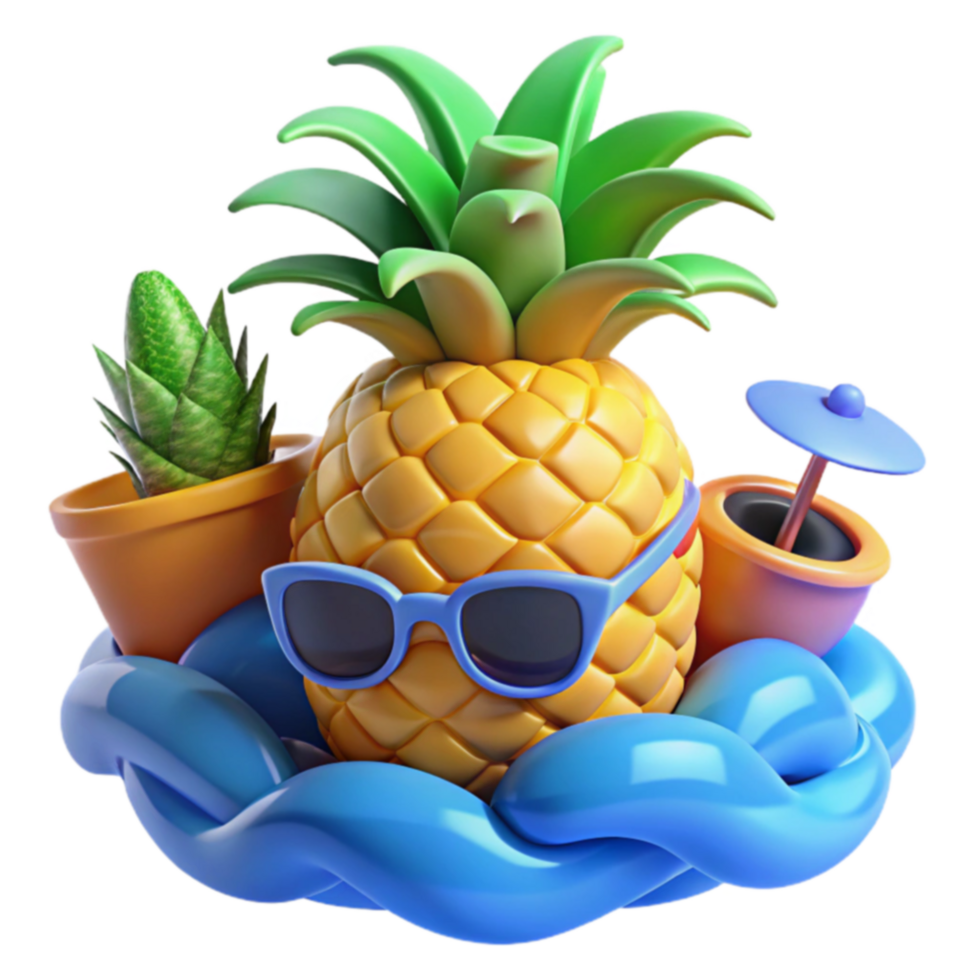 Summer Fun Pineapple, Sunglasses, and Tropical Vibes png