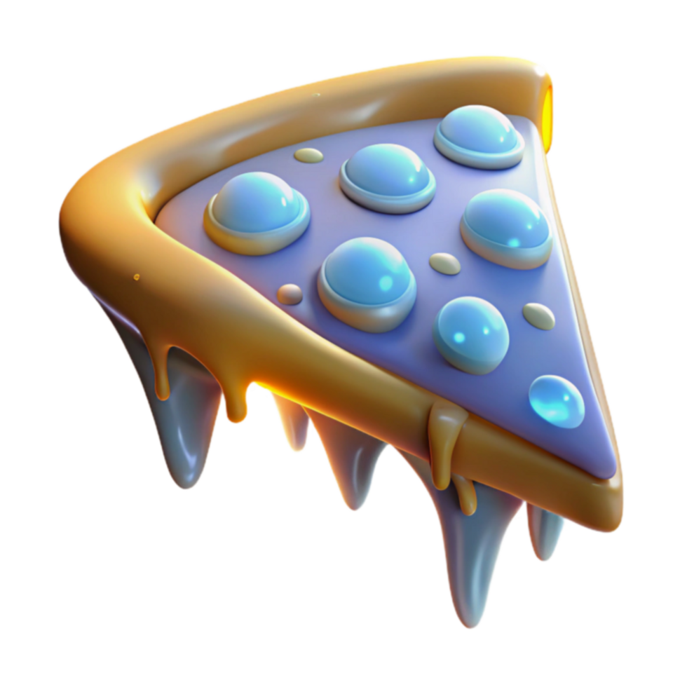 Melted Cheese Pizza Slice 3D Render png