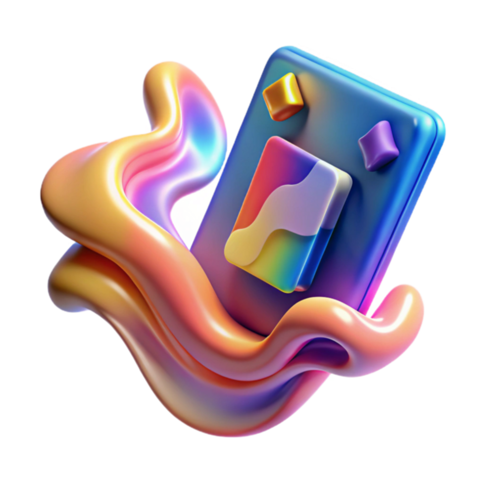Abstract 3D Render Colorful Liquid Geometric Shapes png