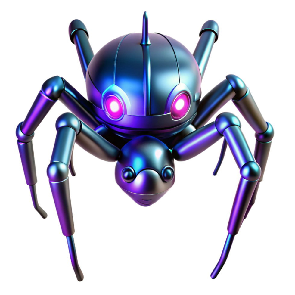 serene creative Cybernetic Spider Robot 3D Render high quality png