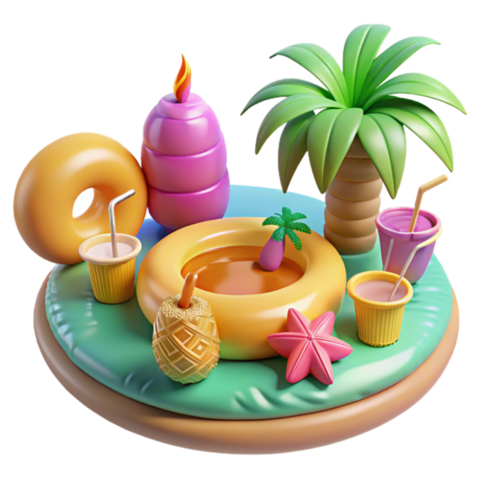Tropical Summer Fun Pool Float, Drinks Island Vibes png