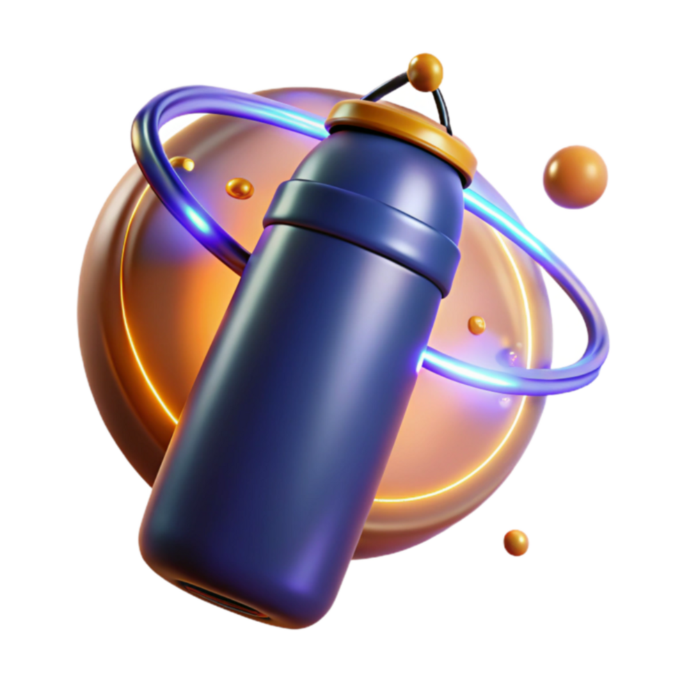 Futuristic Water Bottle 3D Render of Space-Age Hydration png