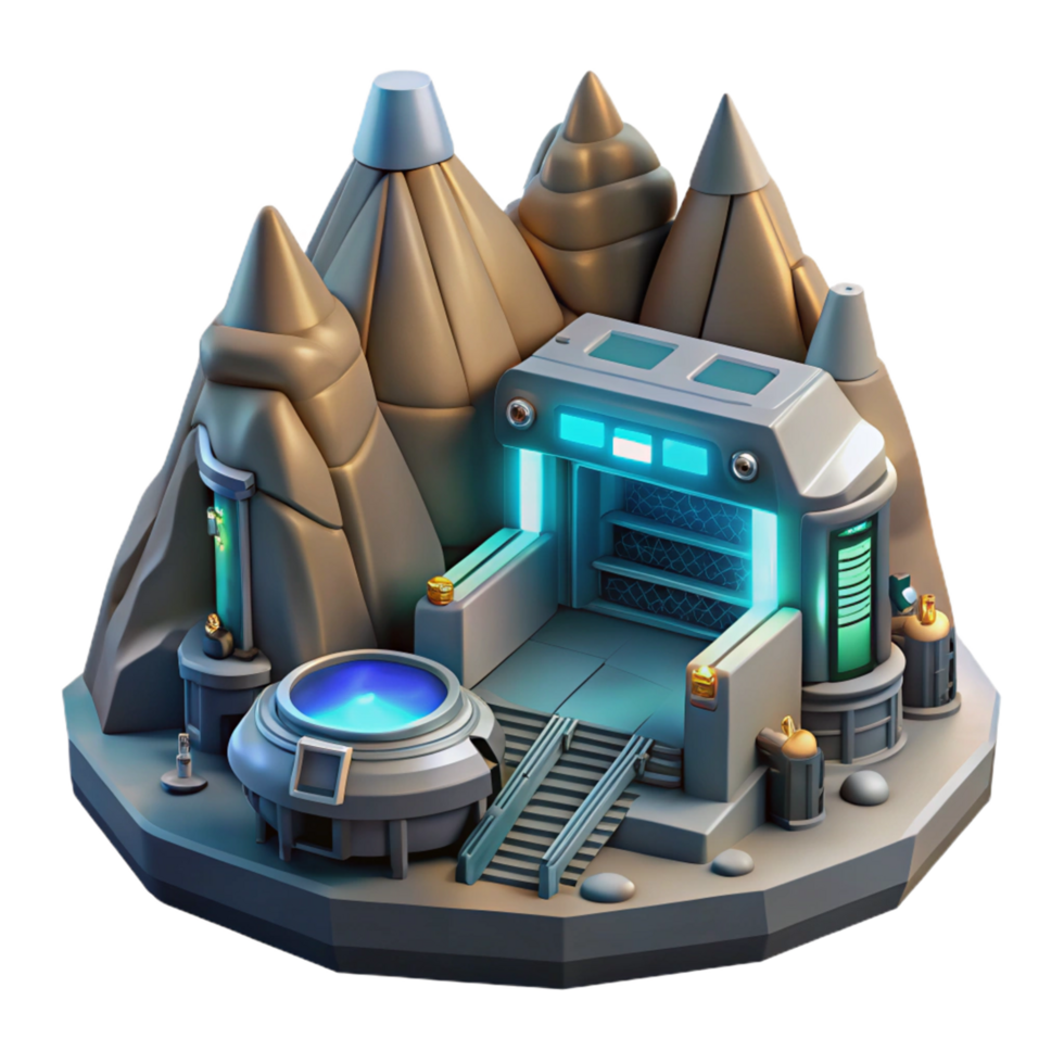 wonderful modern Futuristic Mountaintop Research Facility 3D Render original png