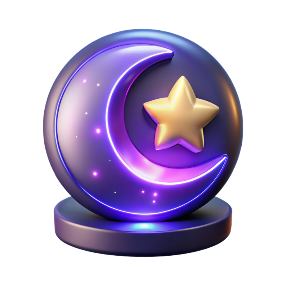 magnificent artistic 3D Render Moon and Star Night Icon exclusive png