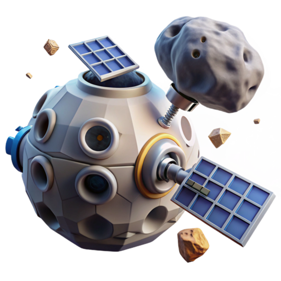 Asteroid Mining Spacecraft Solar Panels, Space Rocks, Deep Space Exploration png