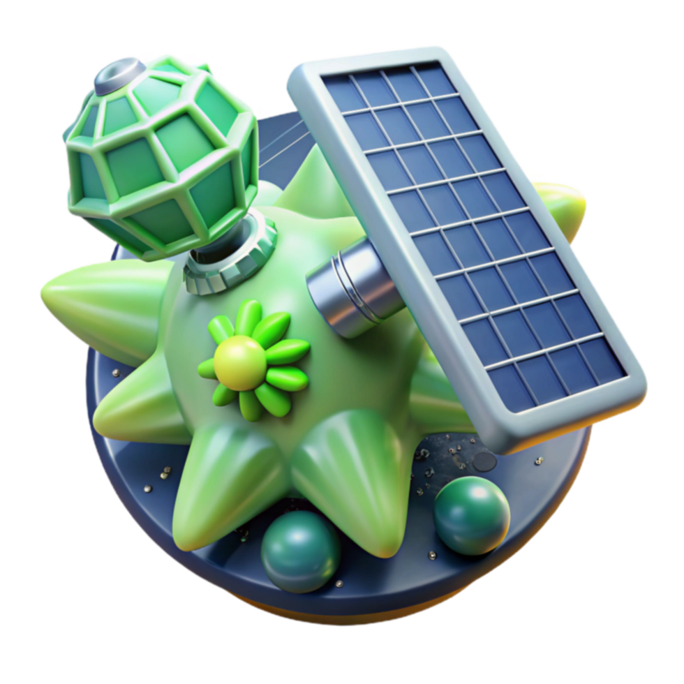 Green Satellite with Solar Panel Space Exploration png