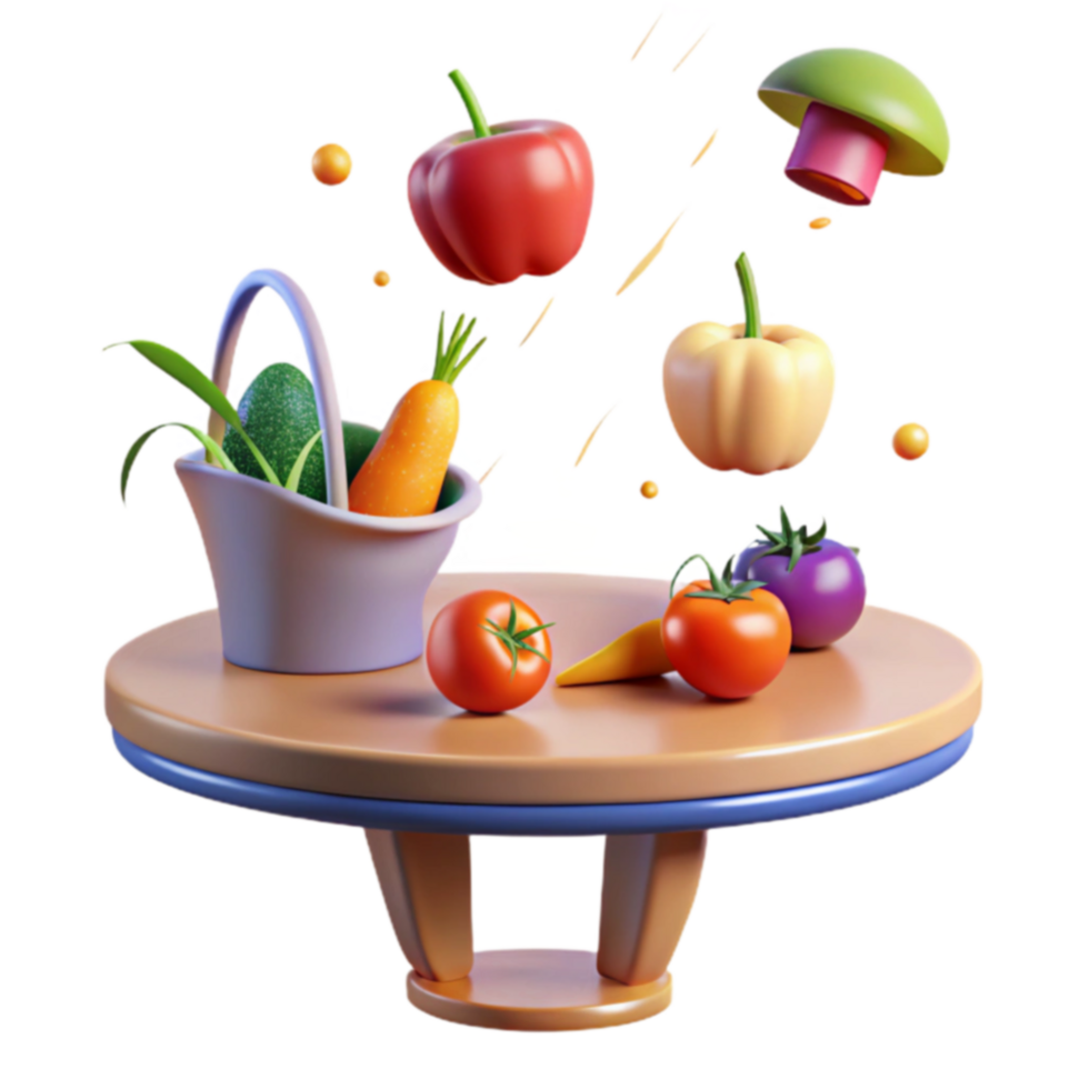 Vibrant Vegetables A 3D Still Life of Fresh Produce png