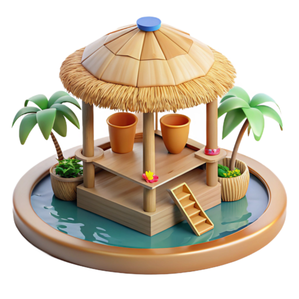 Tropical Island Gazebo 3D Render png