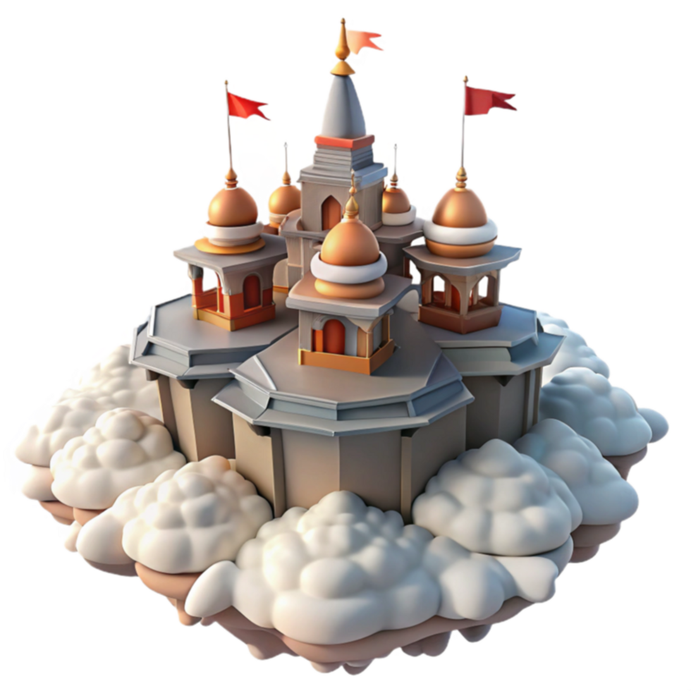 Temple in the Clouds 3D Render of a Sacred Structure png