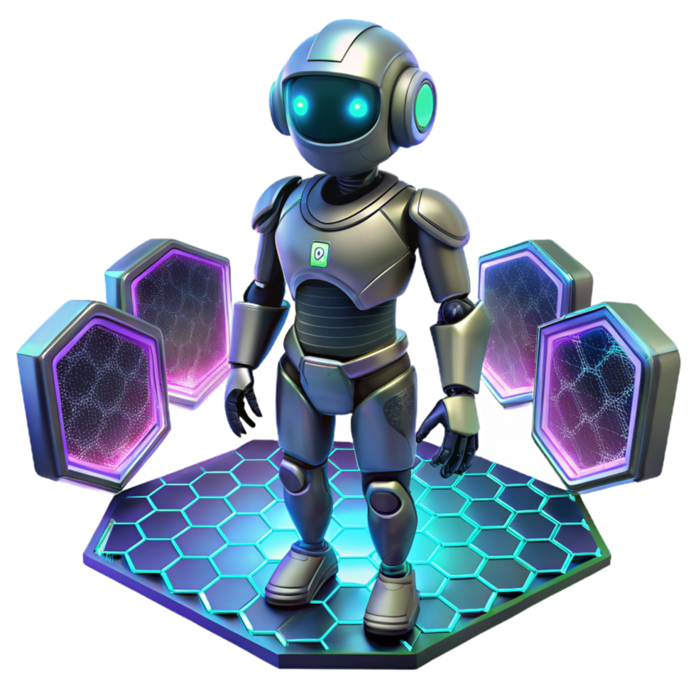 dramatic contemporary 3D Robot Illustration Futuristic Technology authentic png