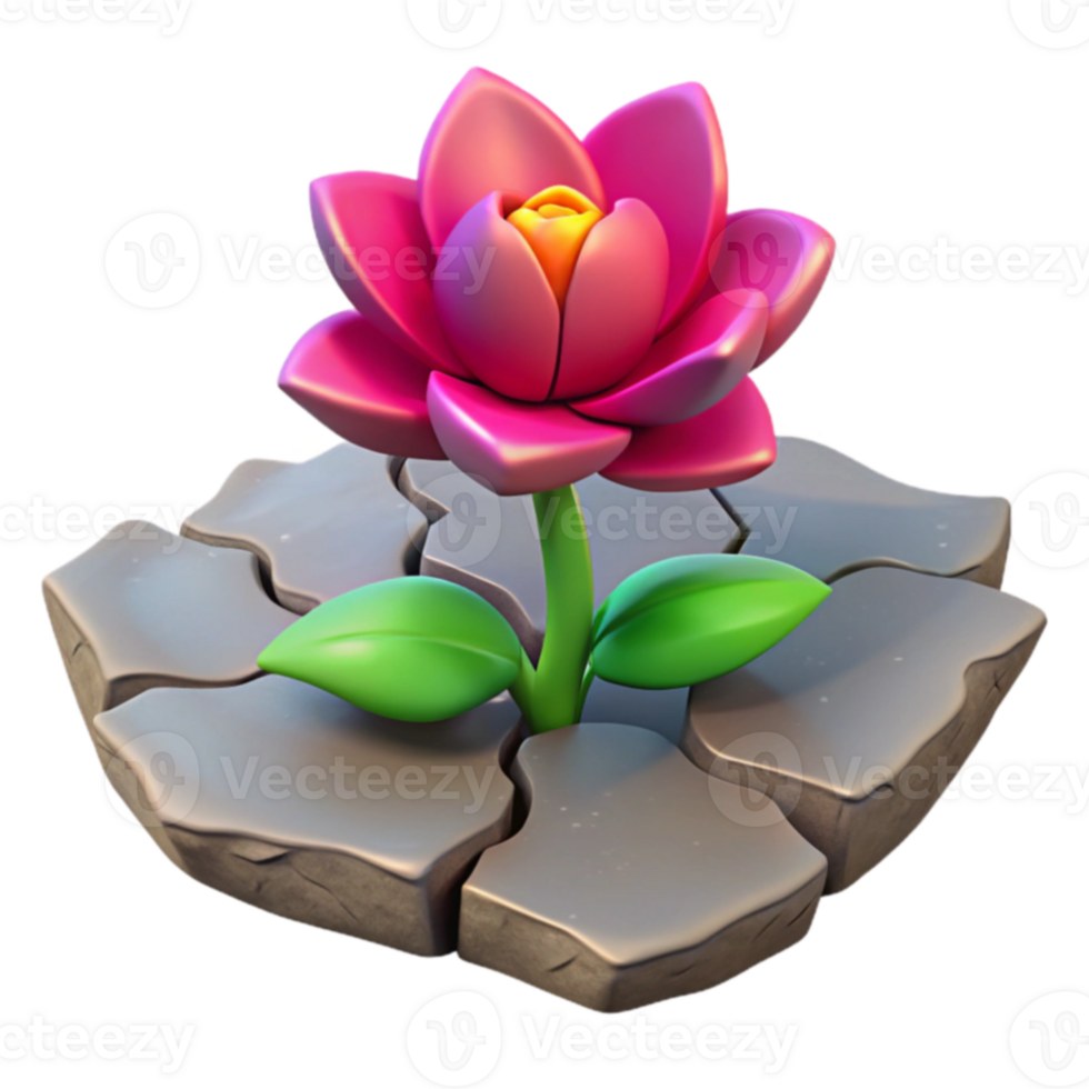 Resilience Flower Growing Through Cracked Ground png