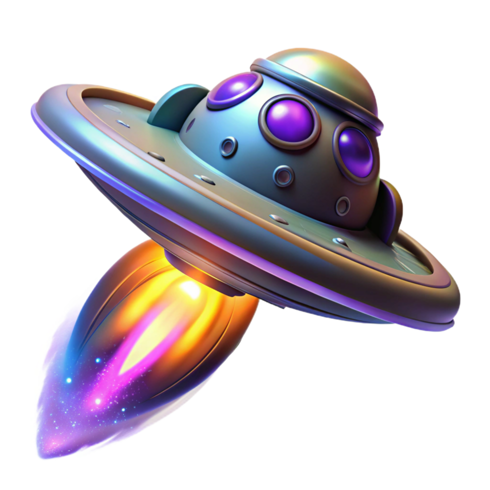 magnificent artistic Futuristic Flying Saucer 3D Render authentic png
