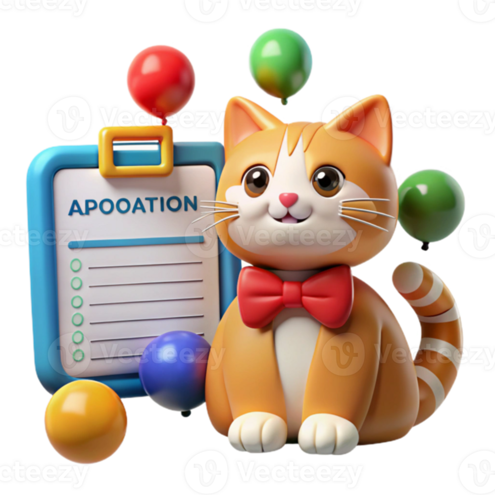Cute Cat Checklist Fun To-Do List with Balloons png