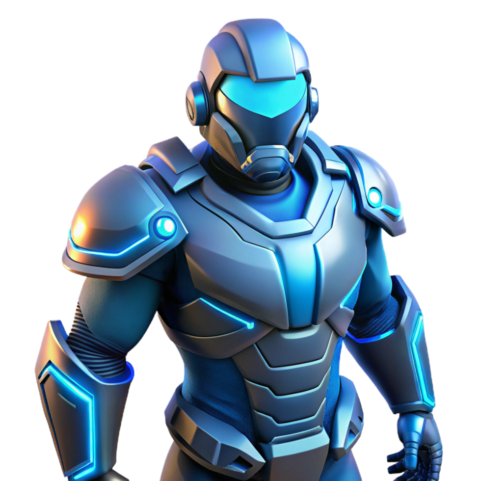 beautiful creative 3D Render Futuristic Armored Robot authentic png